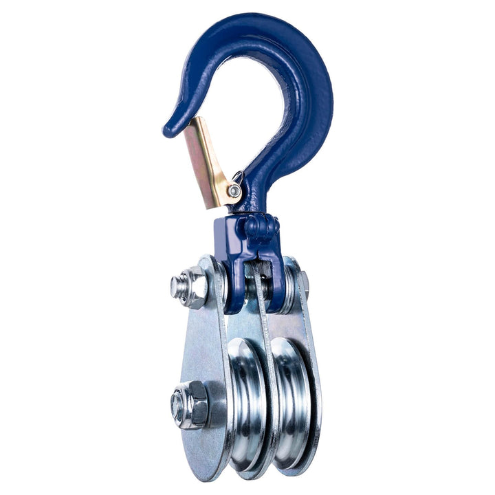 1 Ton Doppelte Umlenkrolle mit Kugellager und Haken, Umlenkrollen für 10mm Seile Stahlseil, für Fors