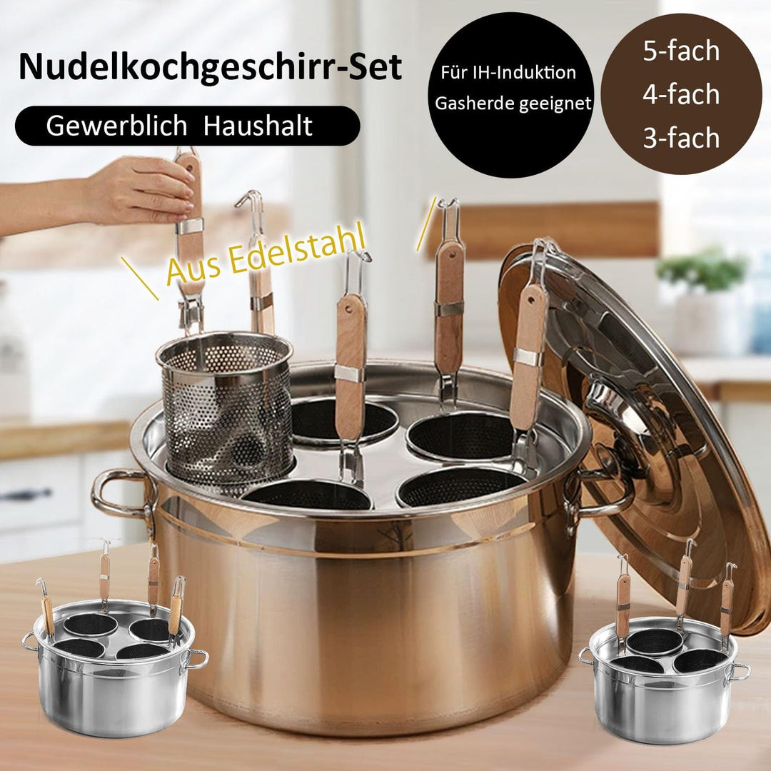 Kurflo Kommerzieller Nudeltopf, Edelstahl, für Ramen, Udon, Spaghetti & Fondue, geeignet für Gasherd