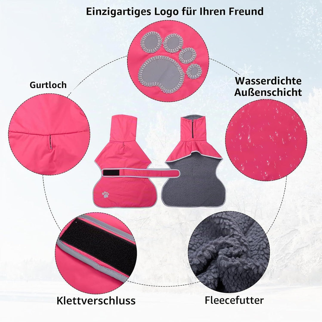 Geyecete Hunde Wintermäntel fur Windhund,Hundejacken mit plüschfutter,Wasserdichter Regenmantel Wind