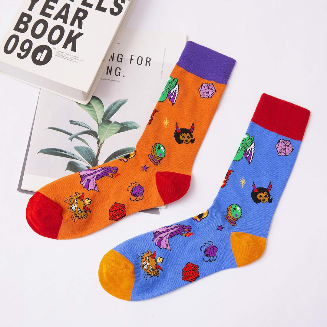 Fantasydice 2 Paar Cthulhu Eldritch lustige Socken für Männer dnd Geschenke Herren Socken Geschenke