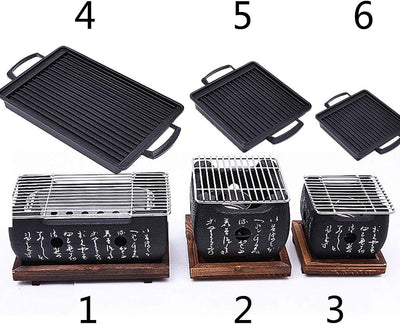 Amusingtao Japanische Holzkohle Mini Tischgrill, Grillplatte, Tragbarer Kocher, Partytisch Zubehör,