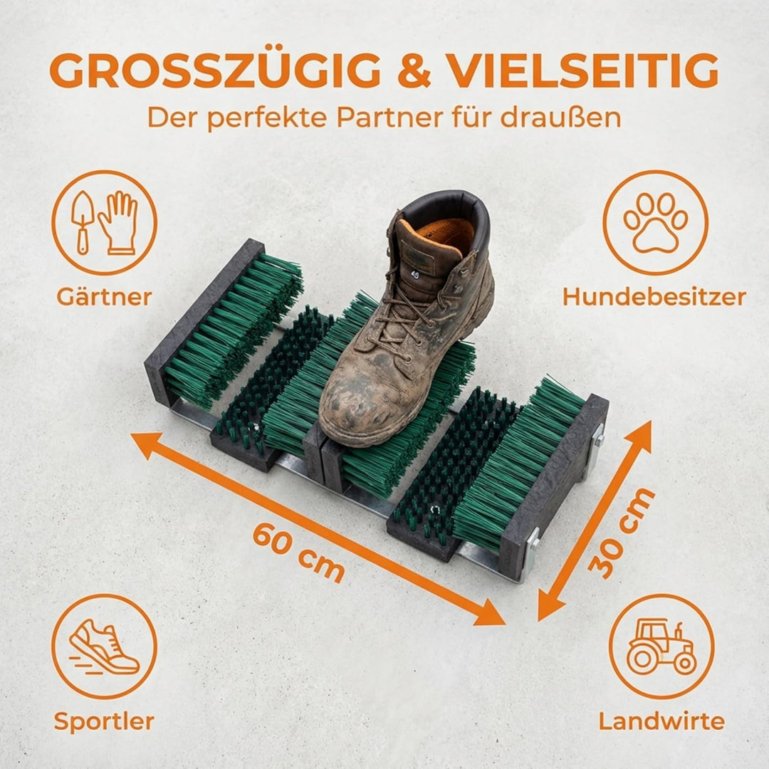 Borstelshop Schuhabstreifer mit Halterung - Fussabtreter Aussenbereich - Fussabtreter Aussen - Schuh