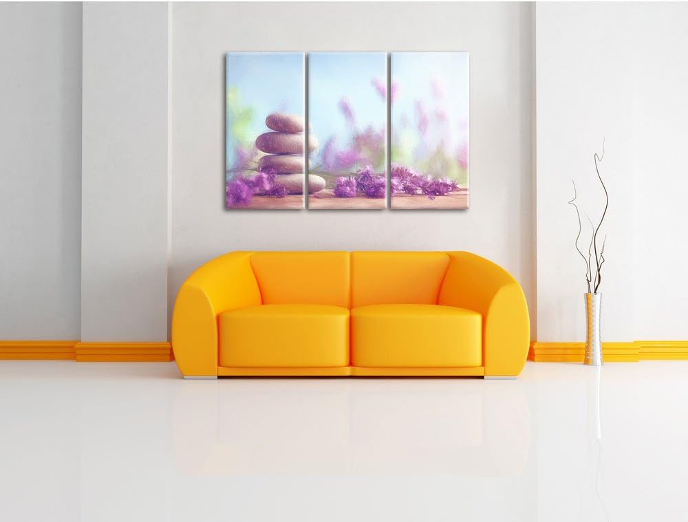 Pixxprint Lavendel Spa-Stillleben als Leinwandbild/Grösse: 3 Teilig (120x80 cm) cm/Wandbild/Kunstdru