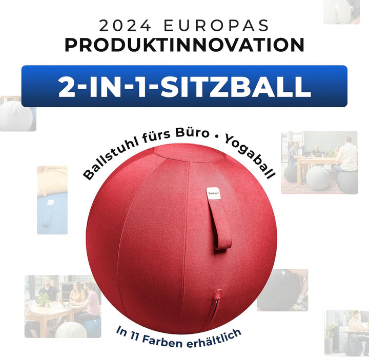 Sitzball Büro Ergonomisch 65 cm, Ergonomische Sitzmöbel für Büro und Heimbüro, Langlebiger Stoff, Gy
