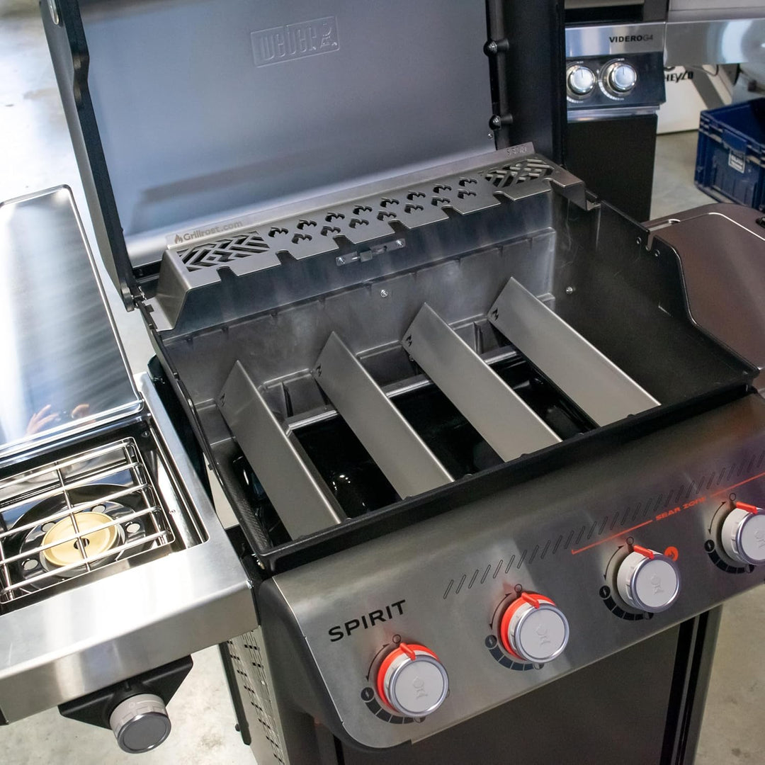 Grillrost.com Das Original Edelstahl Aromaschienen Set für Weber Spirit & Spirit II - 300er Baureihe