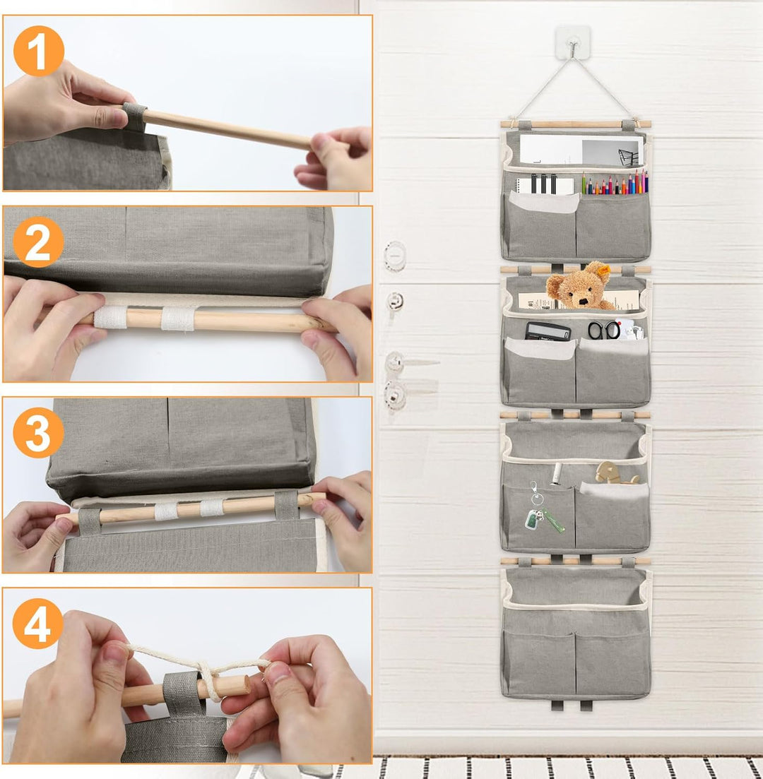 4 Stück Hängende Aufbewahrungstasche, Wand Hängender Hängeaufbewahrung, Hängeorganizer Tür, 2 Fächer