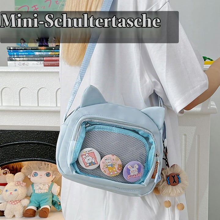 Kleine Ita Messenger Tasche für Damen, Kawaii Crossbody Tasche mit transparentem Pins Display-Fenste
