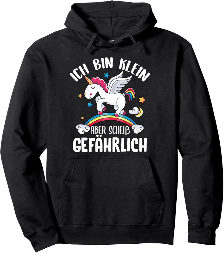 Ich bin Klein Aber Scheiss Gefährlich Einhorn Lustiges Pullover Hoodie