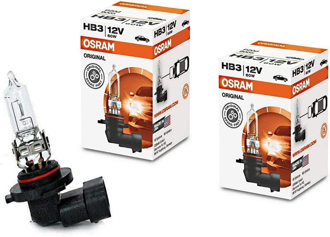 2x HB3 60W 12V 9005 Original Weiss Long Life Ersatz Halogen Birne für Scheinwerfer, Fernlicht, Nebel