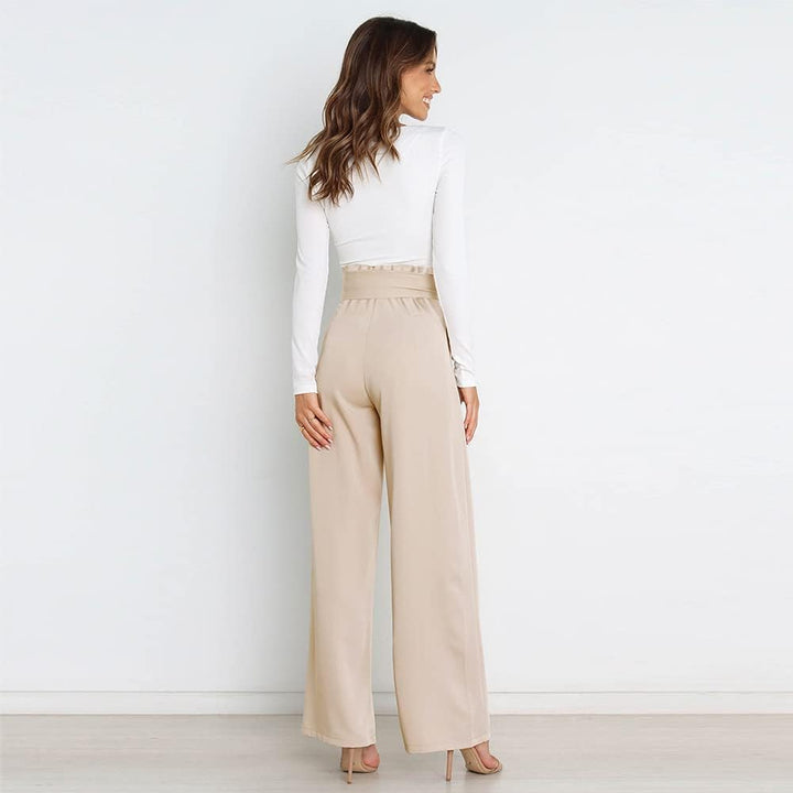 Odizli Damen Elegant High Waist Lang Weite Hose Sommer Business Festlich Anzughose mit Gürtel M Apri