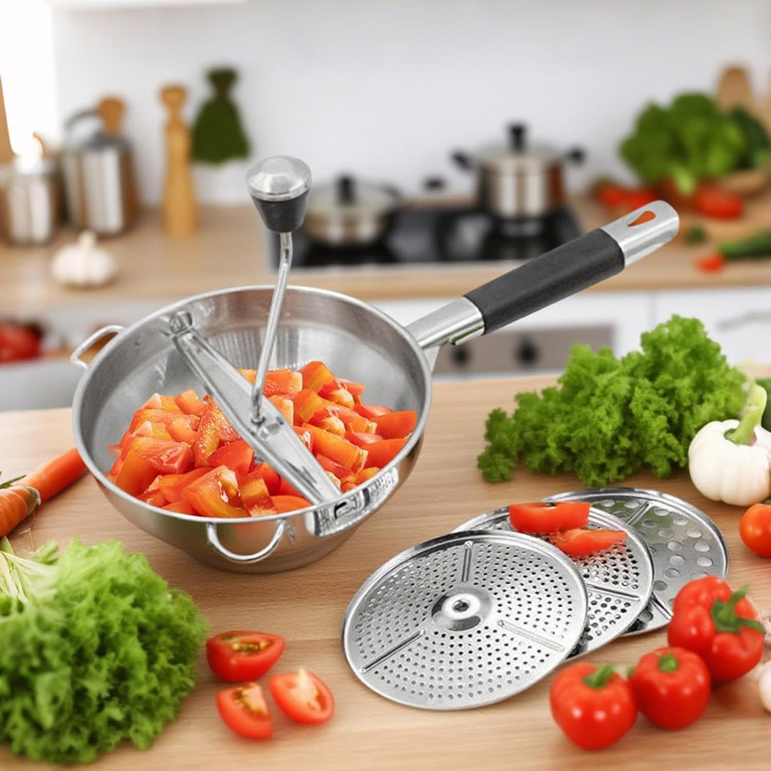 Kartoffelstampfer, Passiergerät Aus Edelstahl Mit 3 Austauschbaren Scheiben, Einfaches Mahlen, Manue