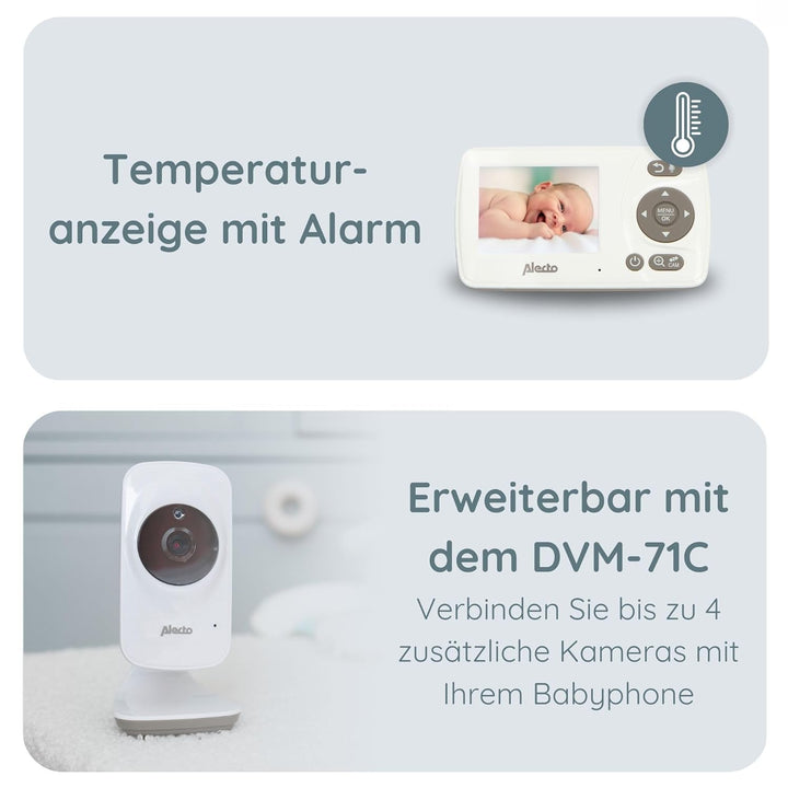 Alecto DVM-71 Babyphone mit Kamera - Grosse Reichweite (bis zu 50 m im Innenbereich - bis zu 300 m i