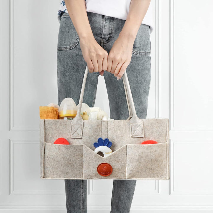 Maliton Wickeltisch Organizer，Baby Windel Caddy Newborn Essentials ，Robuster Tragbarer Filztasche, B