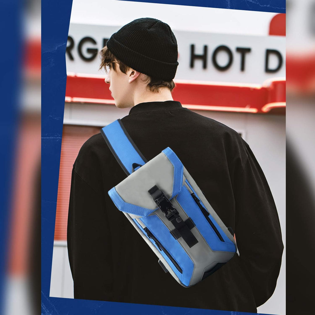 FANDARE Anti-theft Brusttasche Sling Bag mit USB Schultertasche Herren Grosse Kapazität Crossover Ba
