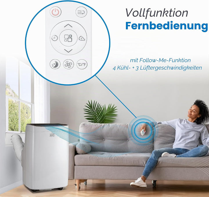 BLACK+DECKER 8.000 BTU Tragbare Klimaanlage mit Fernbedienung, weiss