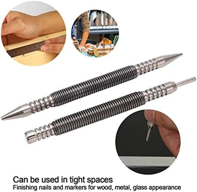 Federbelastetes Design Kohlenstoffstahl Material 3500PSI Impact Dual Head Nail Setter Pin Set, 2pcs