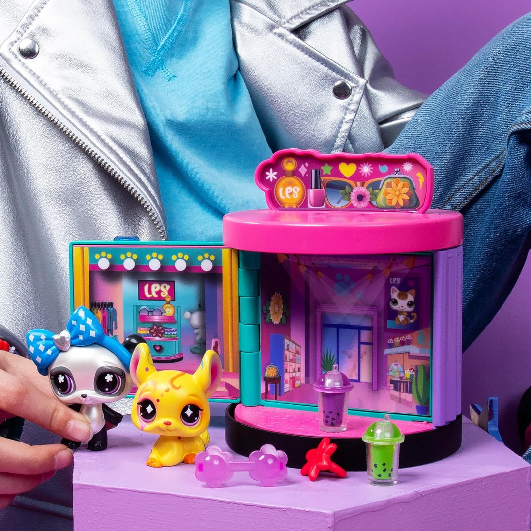 Littlest Pet Shop - Sweet and Style Set - 4-in-1 Boutique - Pack mit 3 Tieren, 15 Zubehörteilen, 1 K