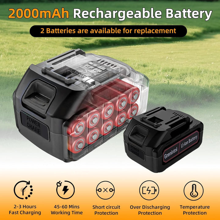 Rasentrimmer mit Akku 21V, Klappbarer Akku Freischneider mit 4.0AH Batterien, Akku Rasentrimmer & Ra