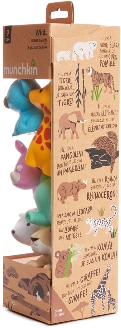 Munchkin Wild Tiere Baby Badespielzeug, 8 Stücks, Multi Wild Animals, 8 Pack, Wild Animals, 8 Pack