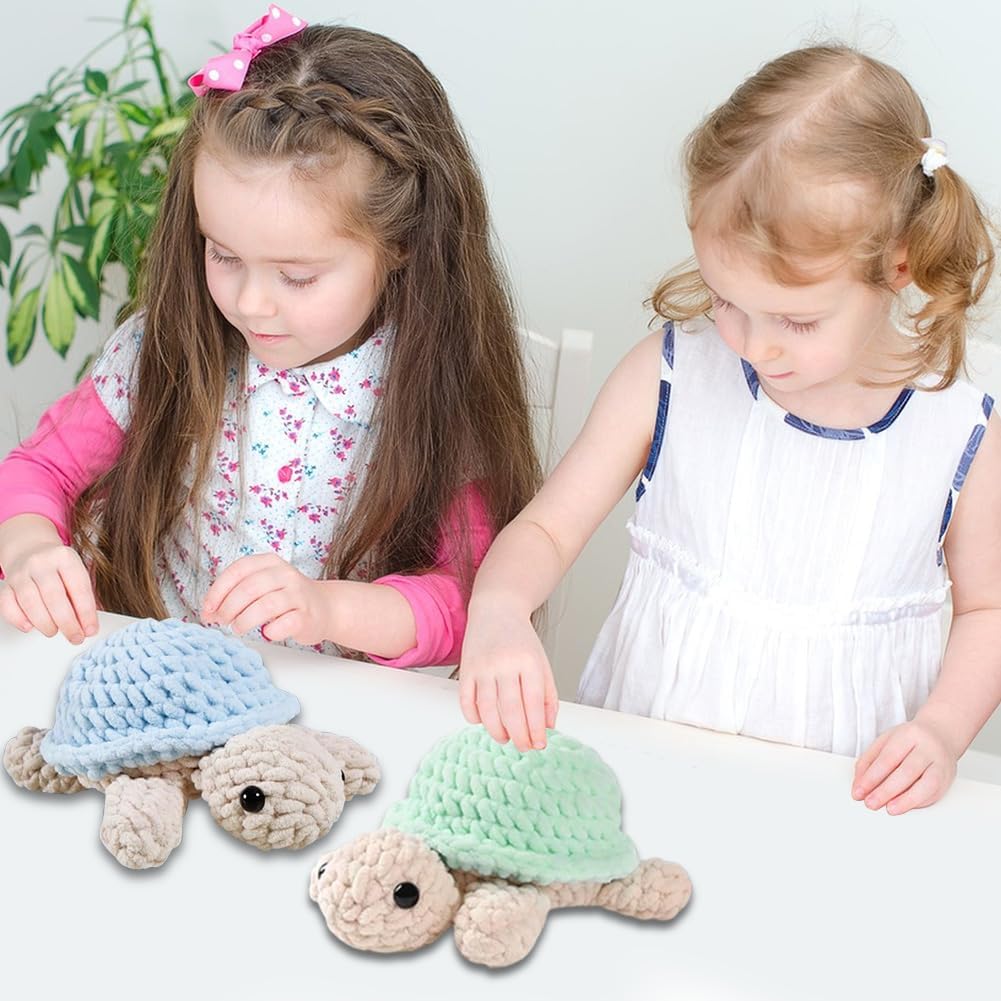 RANJIMA Häkeln für Anfänger Häkelset Tiere, 2 Stück Schildkröte Häckeln Stricken Set für Erwachsene