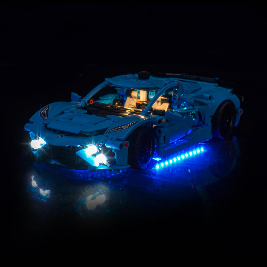 Led Licht Set Kompatibel mit Lego 42217 Chevrolet Corvette Stingray Blue (Kein Modell), Touch Dimmer