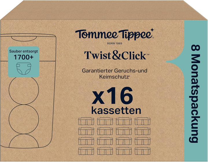 Tommee Tippee Twist & Click Advanced Windelbehälter, Original-Nachfüllkassetten, exklusive 16er-Pack