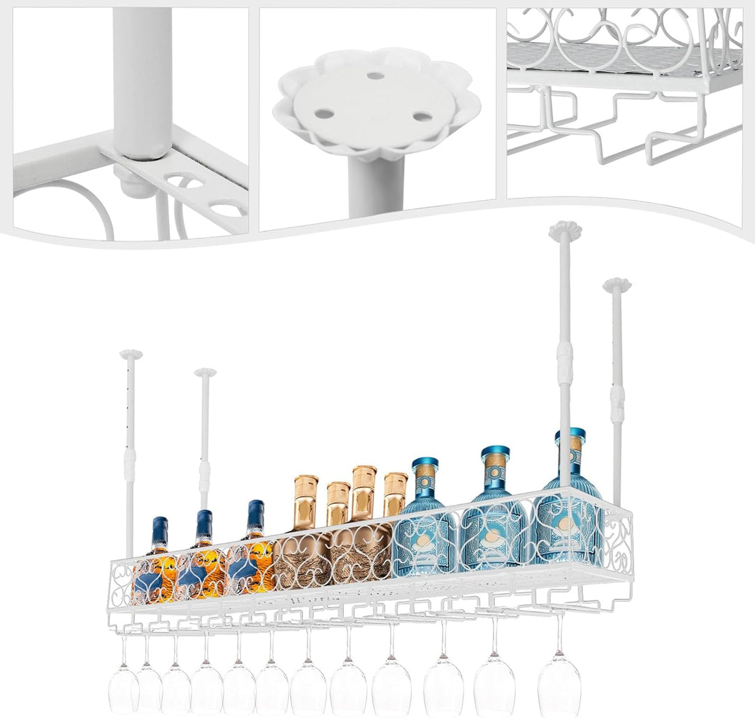Deckenregal Weinregal 120 x 30 x 30 cm Industrielle Weinregale Weinorganisator mit Glashaltern, Häng