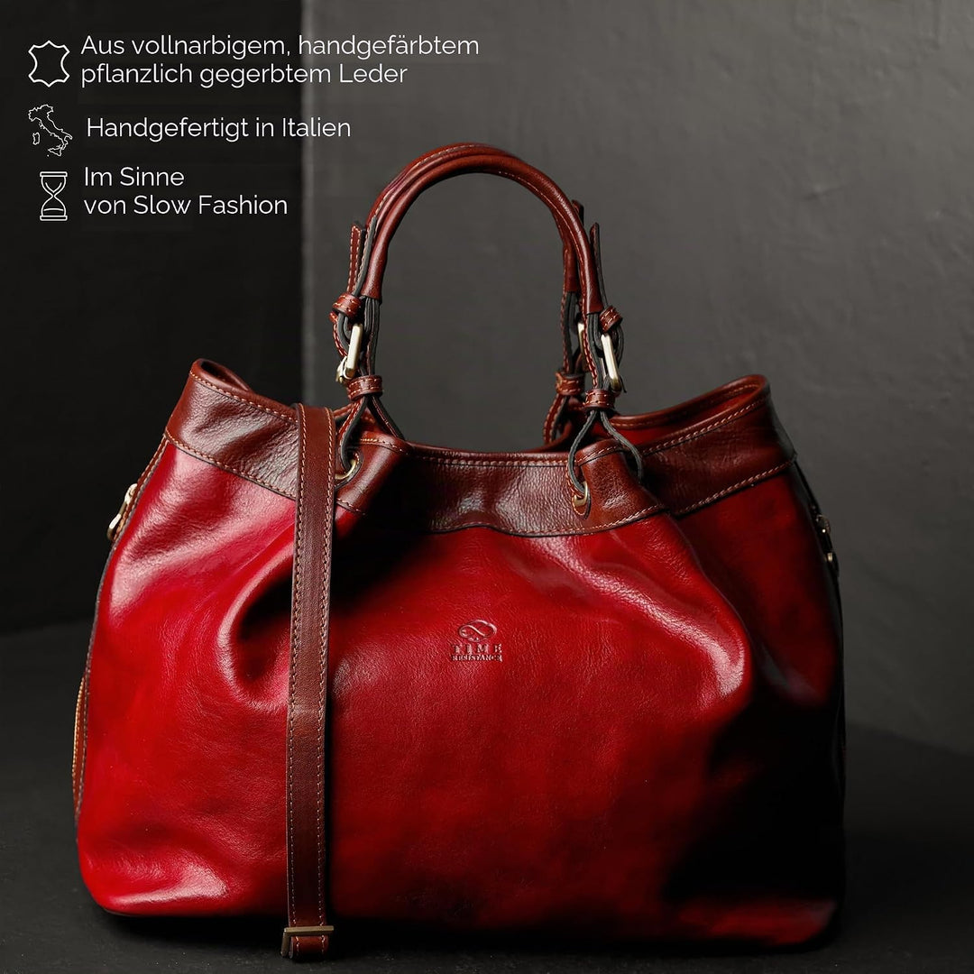 Time Resistance Schultertasche Damen - Handtasche aus Leder - Made in Italy - Tragetasche - Business