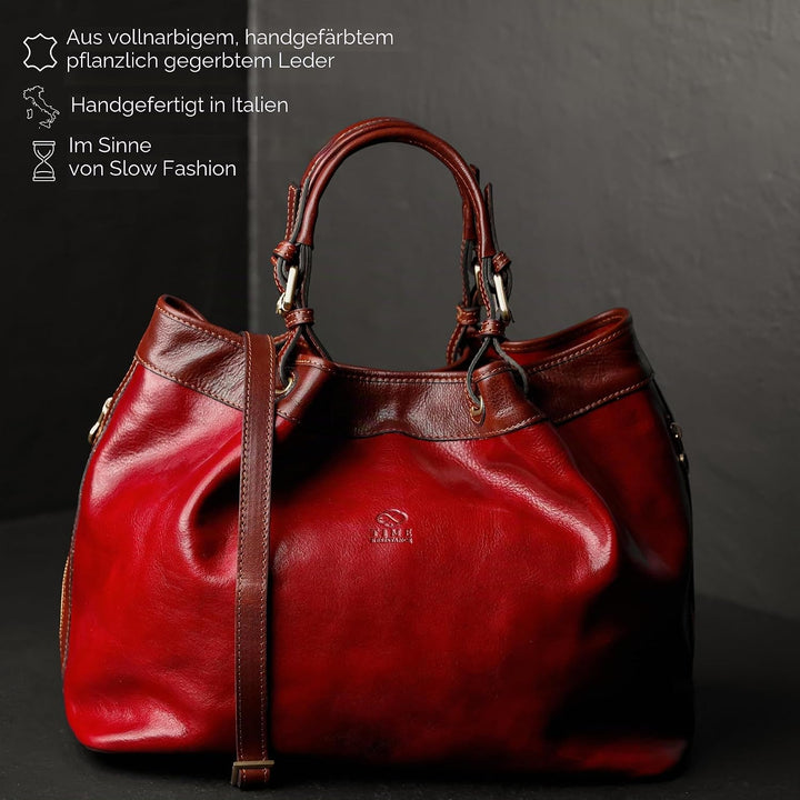 Time Resistance Schultertasche Damen - Handtasche aus Leder - Made in Italy - Tragetasche - Business