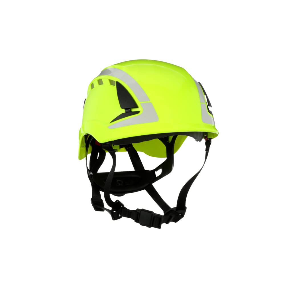3M SecureFit Schutzhelm, X5014V-CE, neongrün, belüftet, reflektierend, CE Hi-Viz-Grün Belüftet/Refle