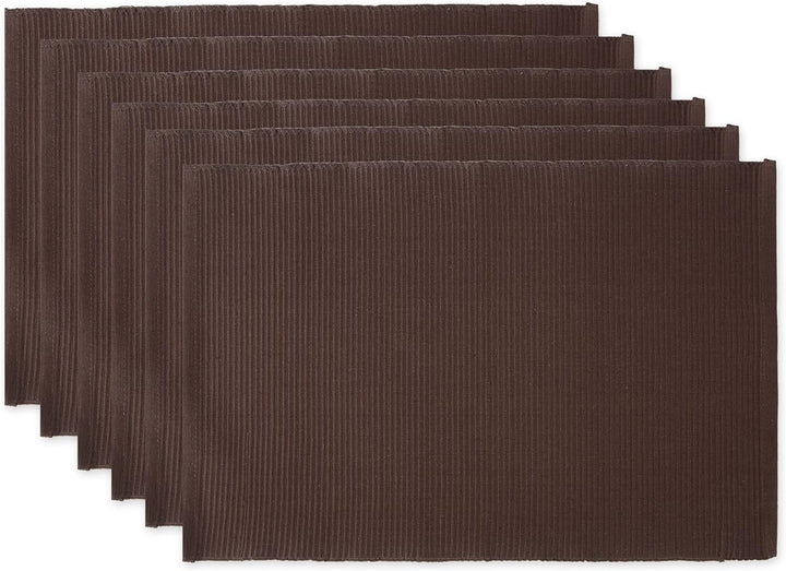 DII Basic Everyday Tischset aus 100% Baumwolle, gerippt, 33 x 48 cm, Dunkelbraun, 6 Stück, Dunkelbra