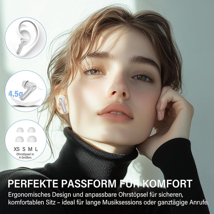 Bluetooth Kopfhörer mit Hybride Aktive Geräuschunterdrückung, In Ear Kopfhörer Kabellos Bluetooth 5.