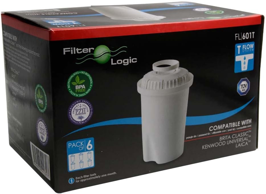 FilterLogic FL601T | 12er Pack Wasserfilterkartuschen kompatibel mit Brita Classic Wasserfilterkanne