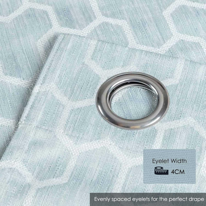 Homescapes Ösengardinen geometrisches Muster Entenei blau Paar Set Gardinen komplett verdunkelnd 228