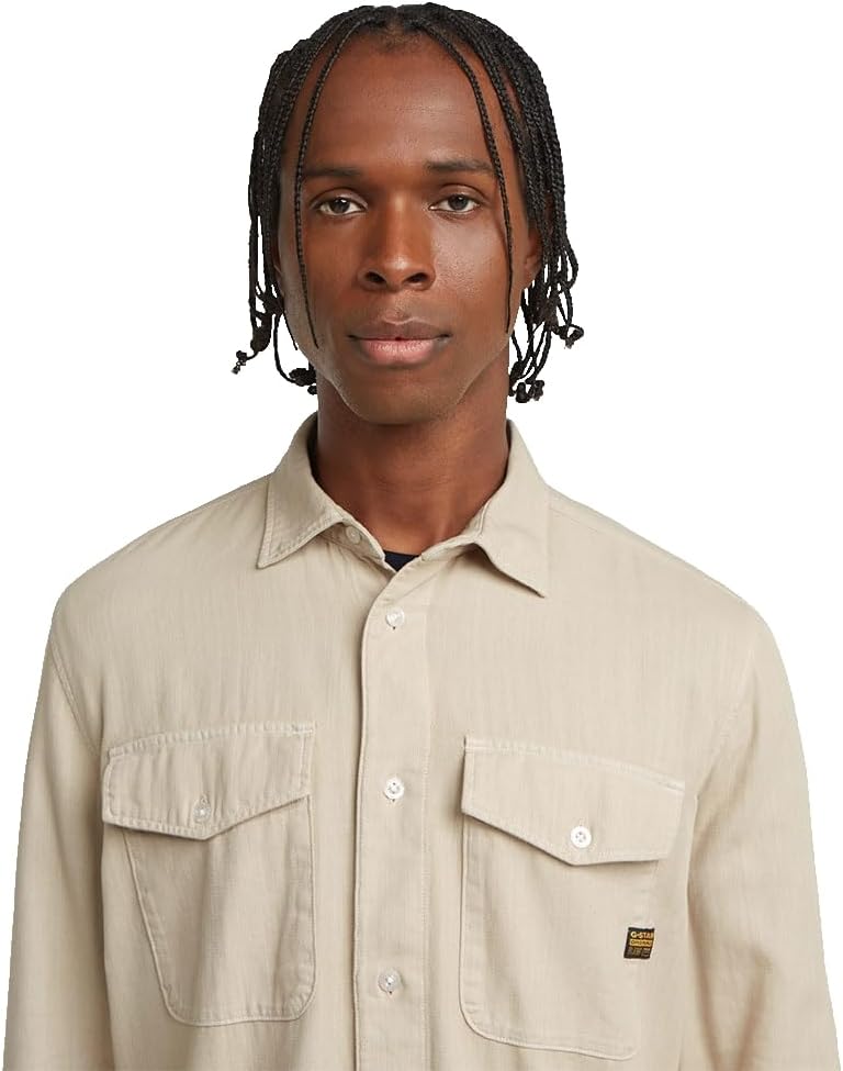 G-STAR Herren Marine Slim Hemd Shirts (1er Pack) S Beige (Dk Brick Gd D24963-d454-d848), S Beige (Dk