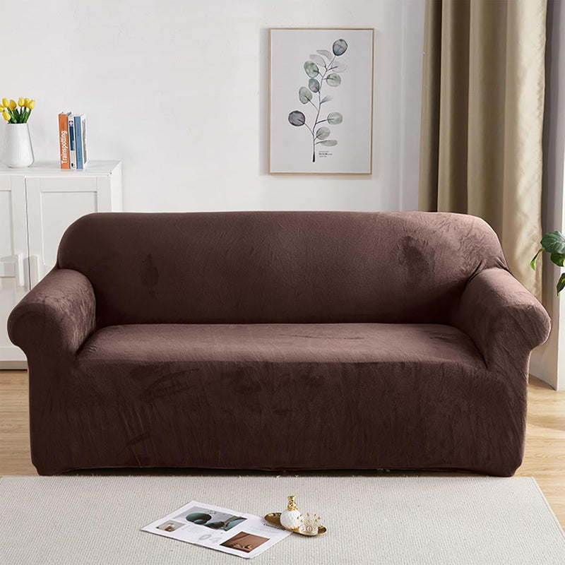 PETCUTE Sofabezüge Elastische 3 Sitzer Sofabezüge Dicke couchbezug Sofa Überwürfe Sofahusse Braun 3