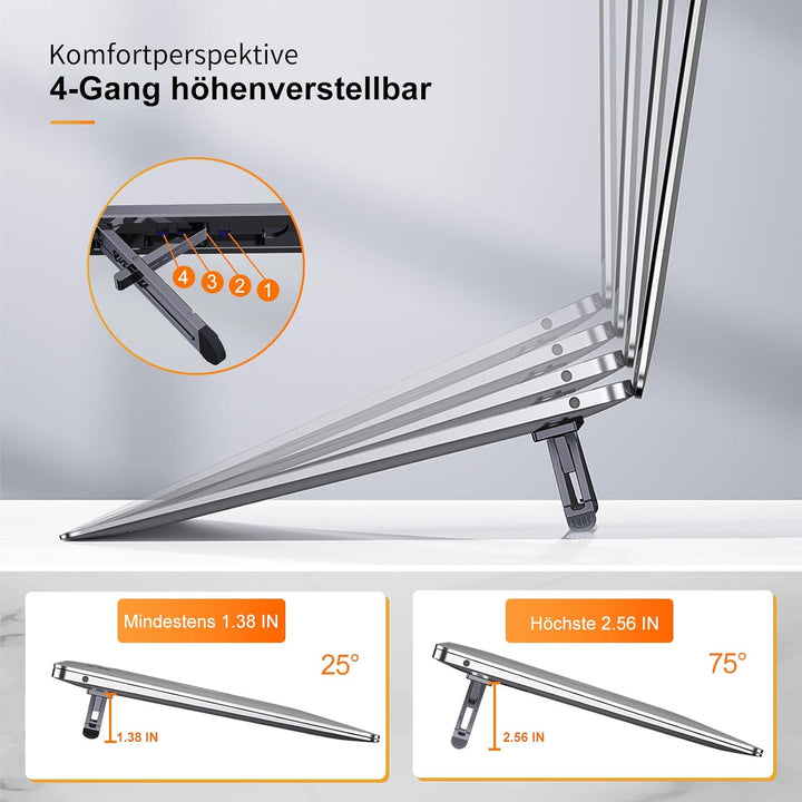 nediea Faltbarer Laptop Ständer, Laptopständer Höhenverstellbar, Laptop Kippständer, Tragbarer Lapto