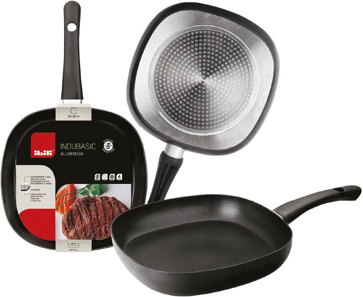 IBILI - Grillpfanne Indubasic, 26 x 26 cm, Aluminium, Anti-Haft, geeignet für Induktion 26 x 26 cms,
