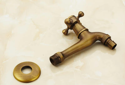Vintage Wasserhahn Antik Messing 1/2 Zoll Wandmontage für Badezimmer Küche Toilette Garten (ein ausg