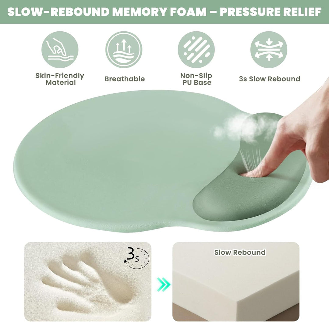 3-in-1 Mauspad und Handballenauflage Set, Ergonomisches Mauspad mit Handauflage, Memory-Schaum, ruts