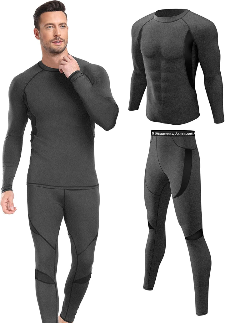 UNIQUEBELLA Thermo Unterwäsche Set, Funktionswäsche Herren Skiunterwäsche Winter Suit Ski Thermo-Unt