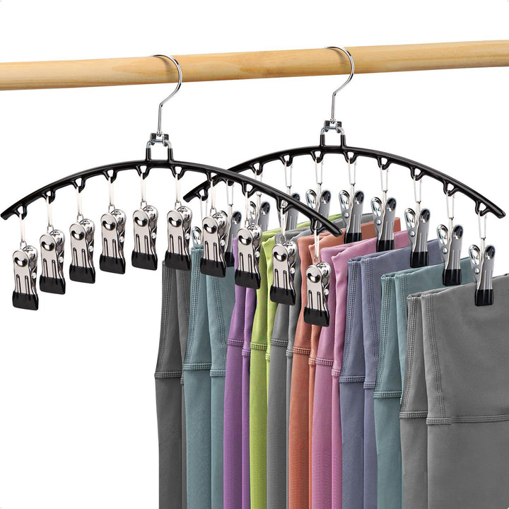 2 Stück Platzsparender Hosenbügel mit 10 Clips – Metall Kleiderbügel für Hosen, Leggings, Röcke &amp; Mü