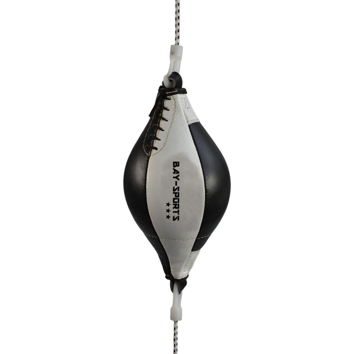 Doppelendball oval schwarz weiss Punchingball Kunstleder inkl. Gummiseile Boxbirne Speedball Reflexb