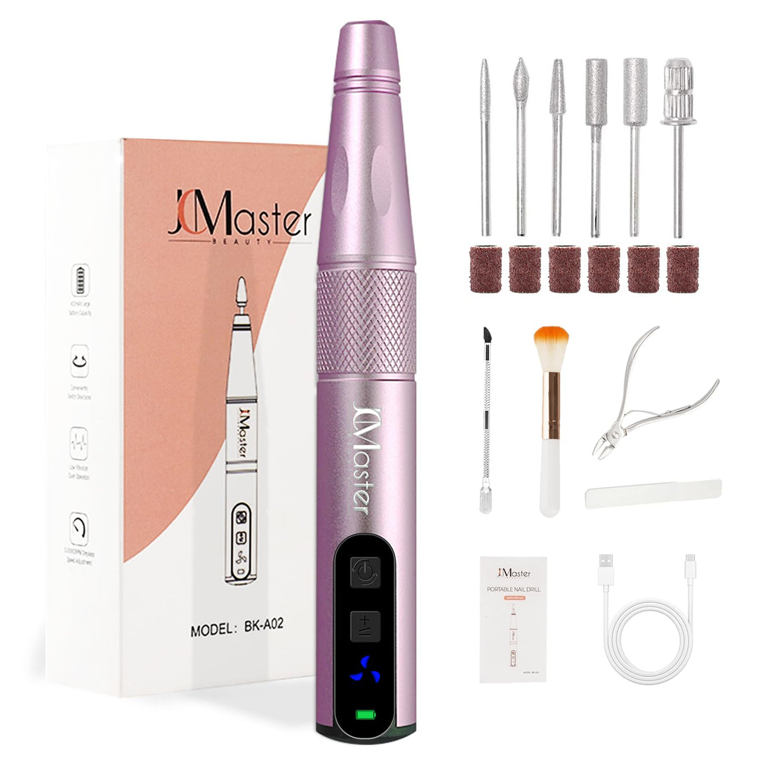 JCMaster Nagelfräser 11 in 1 für Gelnägel Acrylnägel, Kabellose Tragbare Nagelfeile für Anfänger und