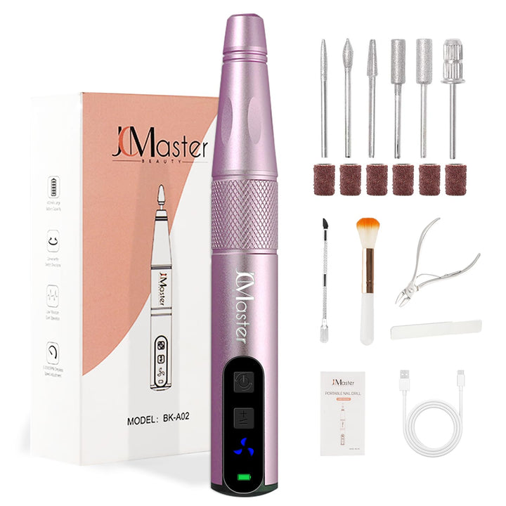JCMaster Nagelfräser 11 in 1 für Gelnägel Acrylnägel, Kabellose Tragbare Nagelfeile für Anfänger und