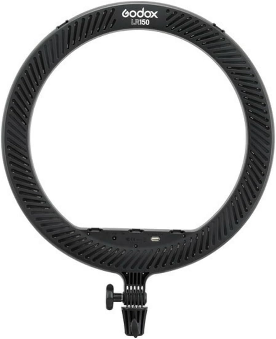 Godox LR150 LED Ringlicht Schwarz - 18 Zoll einstellbare Farbtemperatur Ringlampe mit Telefonhalteru