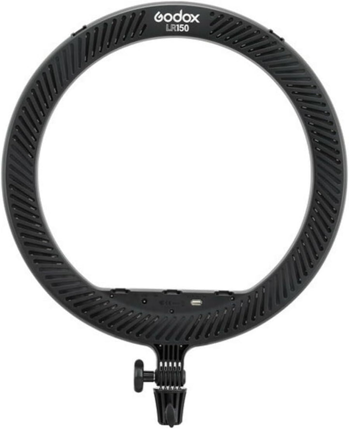 Godox LR150 LED Ringlicht Schwarz - 18 Zoll einstellbare Farbtemperatur Ringlampe mit Telefonhalteru