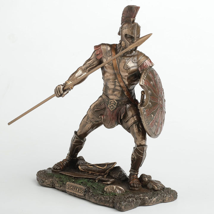 Achilles-Trojaner-Kriegshelden-Statue mit Schild und Speer