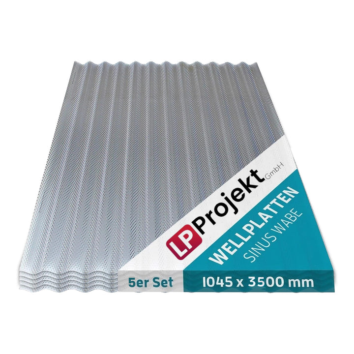 LP Projekt Wellplatten 5er-Set - Robuste, leicht & langlebig klar Wellplatten Dach 104,5 × 350 cm |