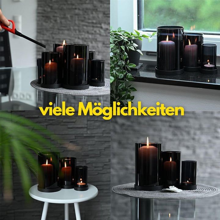 CeleBig® Windlicht 2er Set (6 Gläser) mit Meereslicht-Effekt | Lichtermeer | Kerzenhalter mit Windli